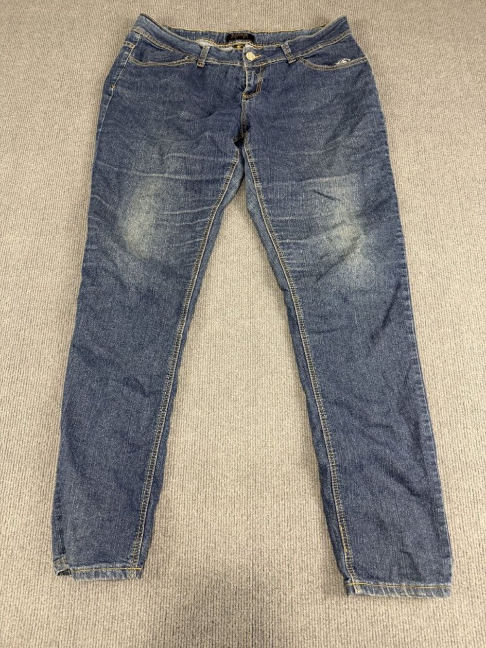 Rocawear Womens Skinny Fit Embellished Pocket Blue Jeans 18